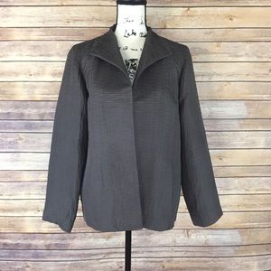 Eileen Fisher Brown Textured Jacket 100% Silk